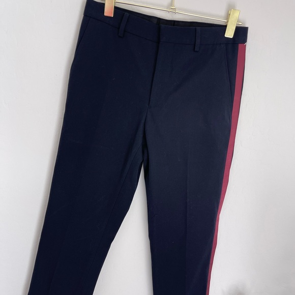 BURBERRY Men’s Wool Navy Blue Trousers/Pants With Side Stripe Sz Small NWOT - Picture 3 of 10